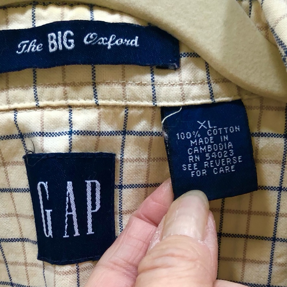 2 - XL Gap Shirts Long & Short Sleeve Excellent Condition Green & Pale Yellow - Picture 8 of 9